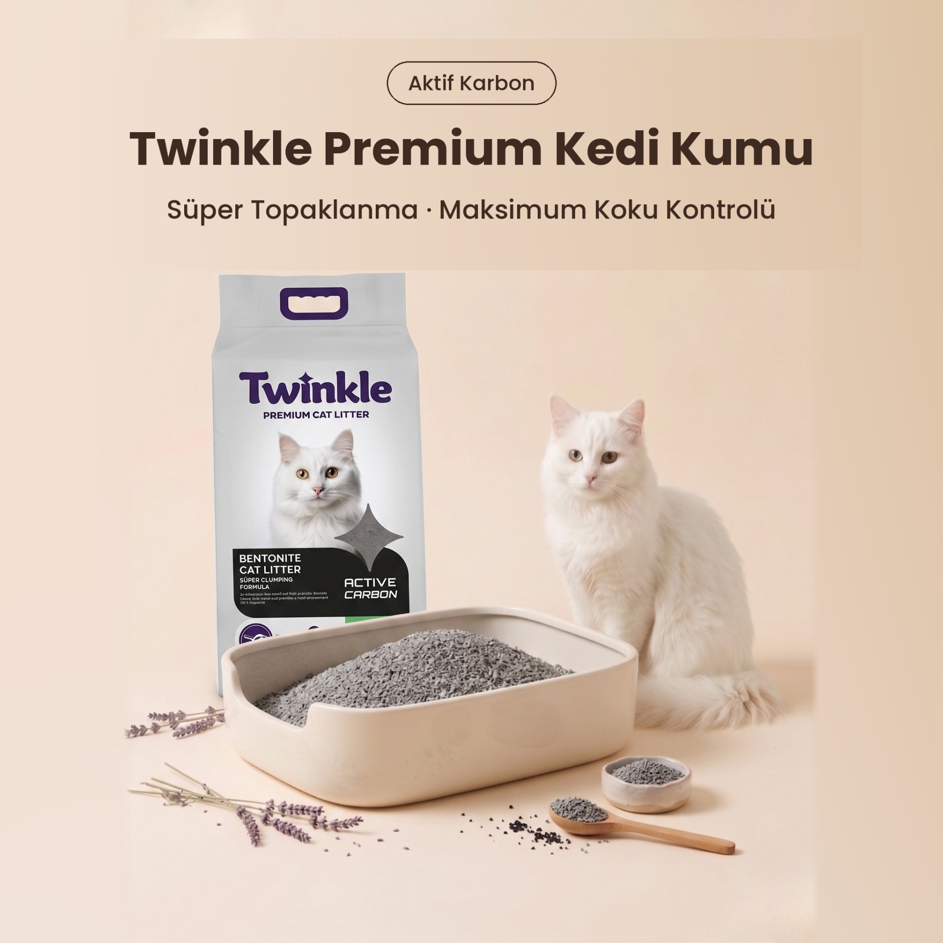 Aktif Karbonlu Bentonit Kedi Kumu 10 L – Süper Topaklanan, %100 Doğal ve Yüksek Koku Kontrolü - 2