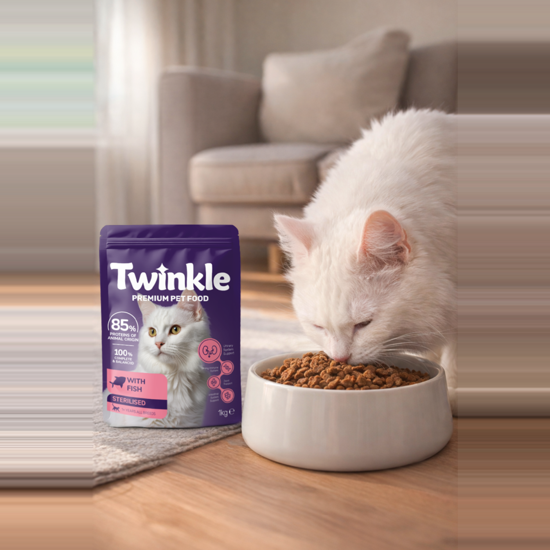 Twinkle Balıklı Kısırlaştırılmış Kedi Maması 1 Kg x 2 Ekonomik Paket - 5