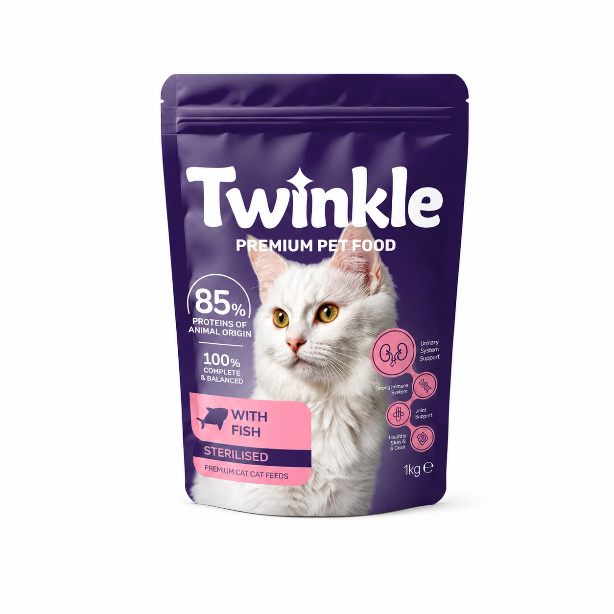 Sterilisierten-Katzenfutter 1 kg x 4 (2 Huhn + 2 Fisch) Paket