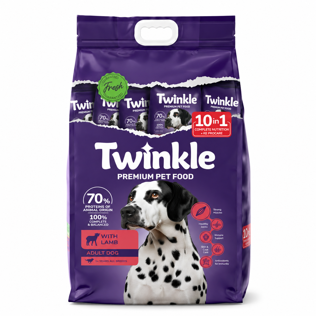 Lamm-Trockenfutter für Erwachsene Hunde 10 kg (10-in-1) Sparpaket
