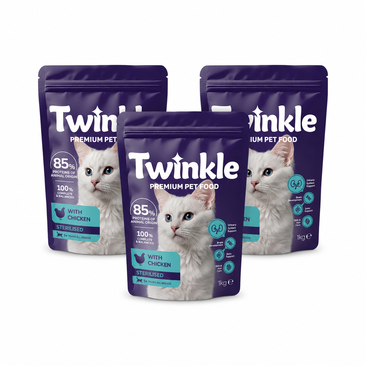 Sterilisierten-Katzenfutter mit Huhn 1 kg x 3 Vorteilspaket