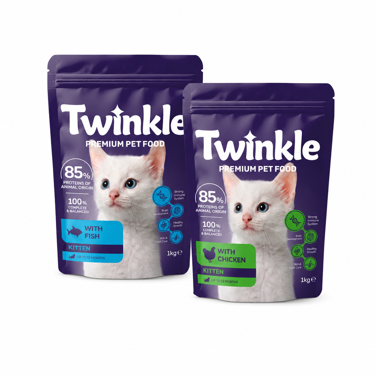Huhn und Fisch Getrennte Packung Katzenbabyfutter 1+1 kg